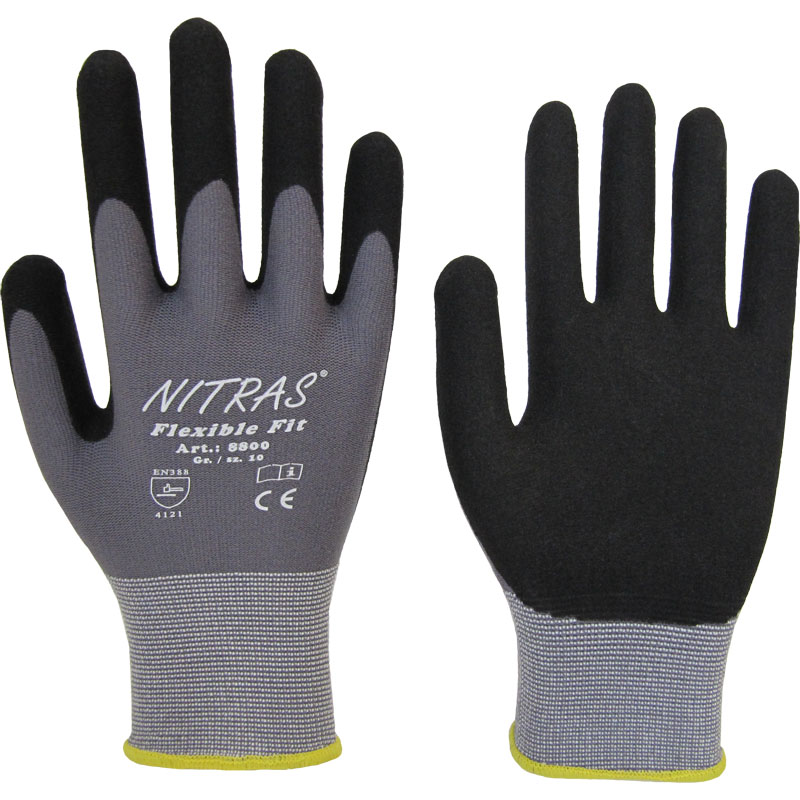 NITRAS 8800 Flexible Fit – Guanti Da Lavoro E Giardinaggio (3 Paia, Taglia 8/L, Arancioni)